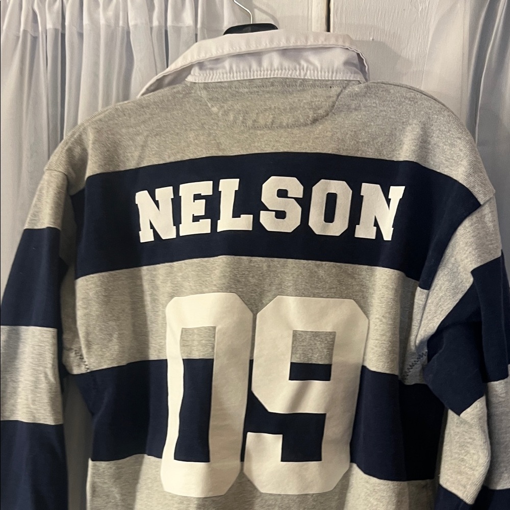 Barbarian Navy and Gray Striped Rugby Polo Shirt Men’s Medium - Picture 9 of 10
